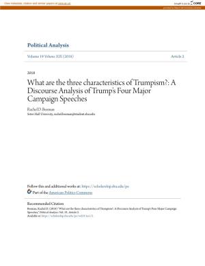 Trumpism?: a Discourse Analysis of Trump’S Four Major Campaign Speeches Rachel D