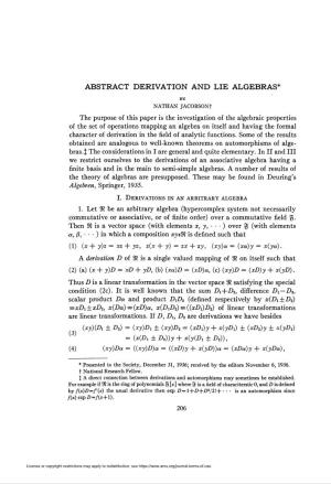 Abstract Derivation and Lie Algebras*