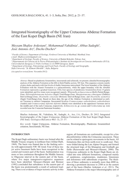 Integrated Biostratigraphy of the Upper Cretaceous Abderaz Formation of the East Kopet Dagh Basin (NE Iran)