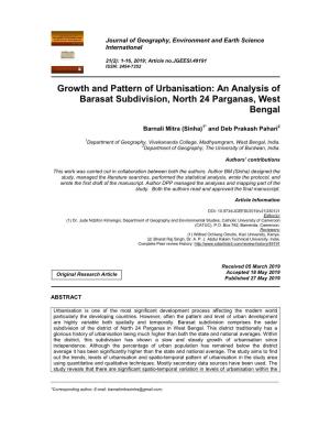 An Analysis of Barasat Subdivision, North 24 Parganas, West Bengal