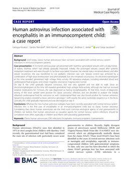 Human Astrovirus Infection Associated with Encephalitis in An