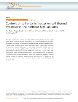 Controls of Soil Organic Matter on Soil Thermal Dynamics in the Northern High Latitudes