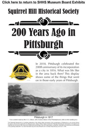 200 Years Ago in Pittsburgh