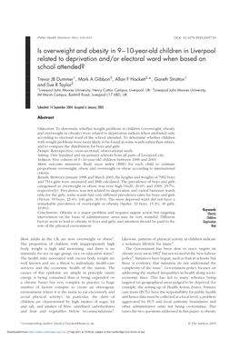 Is Overweight and Obesity in 9ÂŒ10-Year-Old Children In