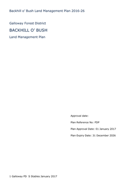 Backhill O' Bush Land Management Plan 2016-26
