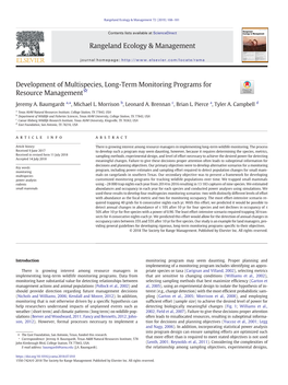 Development of Multispecies, Long-Term Monitoring Programs for ☆ Resource Management