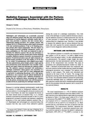 Radiation Exposure Associated with the Perform- Ance of Radiologic