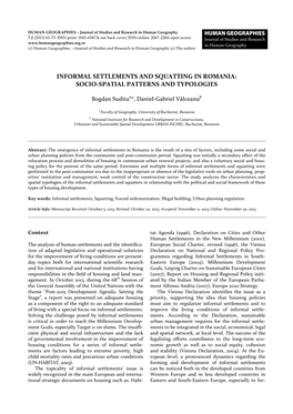 Informal Settlements and Squatting in Romania: Socio-Spatial Patterns and Typologies