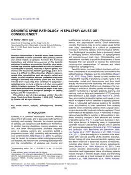 Dendritic Spine Pathology in Epilepsy: Cause Or Consequence?