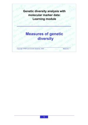 Measures of Genetic Diversity