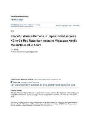 Peaceful Warrior-Demons in Japan: from Empress Kōmyō’S Red Repentant Asura to Miyazawa Kenji’S Melancholic Blue Asura