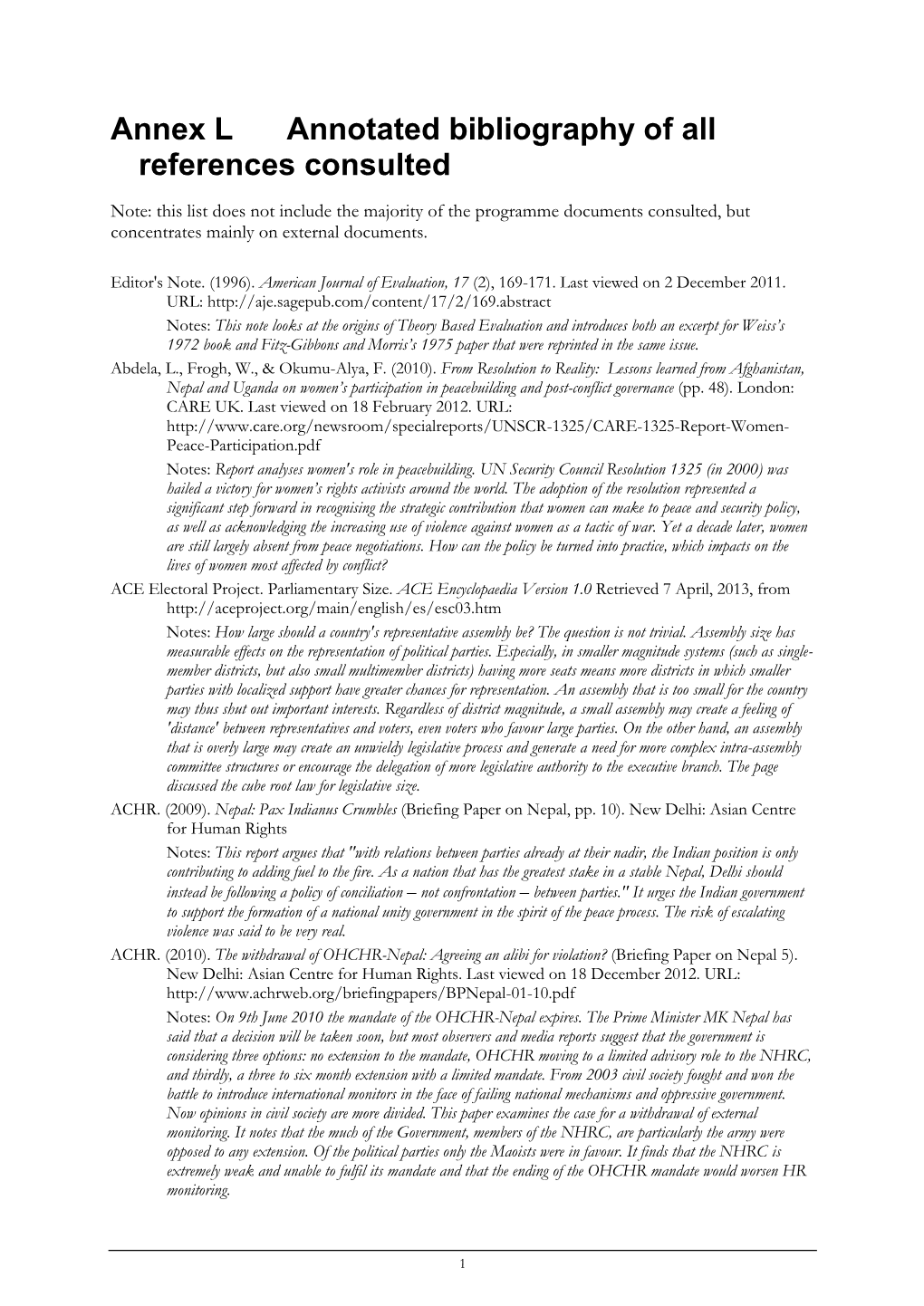 Evaluation of the International Support to the Peace Process in Nepal 2006