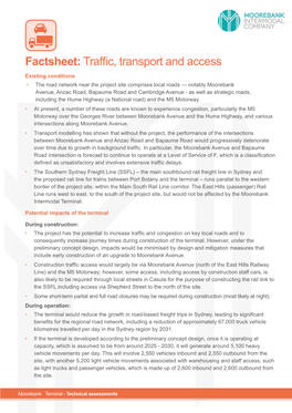 Factsheet: Traffic, Transport and Access