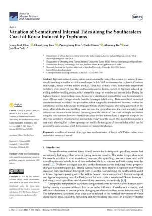 Variation of Semidiurnal Internal Tides Along the Southeastern Coast of Korea Induced by Typhoons
