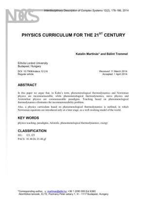 Physics Curriculum for the 21St Century