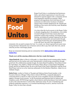 Rogue Food Unites Is Coordinating Food Businesses, Farms, and Cultural