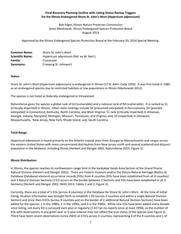 Recovery Outline with Status Review Triggers for Hypericum Adpressum