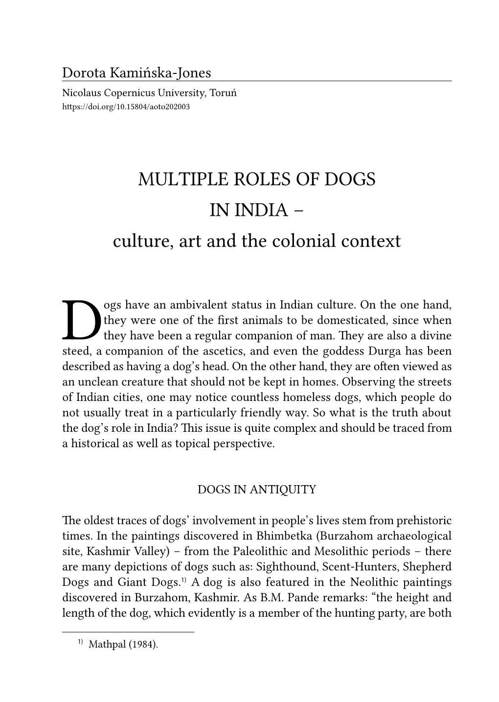 MULTIPLE ROLES of DOGS in INDIA – Culture, Art and the Colonial