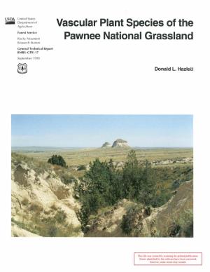 Vascular Plant Species of the Pawnee National Grassland