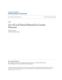 Use of Local Natural Materials in Ceramic Processes William O