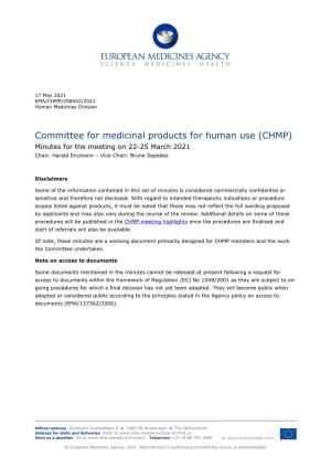 Minutes of the CHMP Meeting 22-25 March 2021