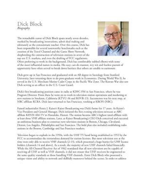 Dick Block Biography