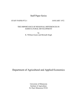 Department of Agricultural and Applied Economics