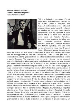 Canta… Alberto Rabagliati!!” Di Pierfranco Bianchetti