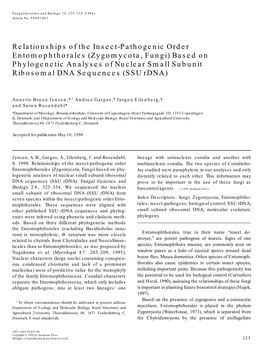 Relationships of the Insect-Pathogenic Order