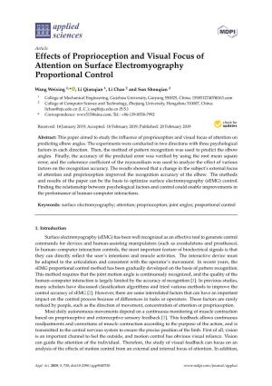 Effects of Proprioception and Visual Focus of Attention on Surface Electromyography Proportional Control