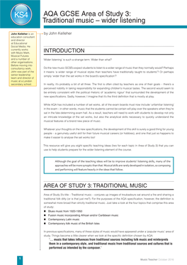 AQA GCSE Area of Study 3: Traditional Music – Wider Listening
