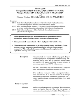 Blister Agents Nitrogen Mustard (HN-1) (CH Cl N) CAS 538-07-8, UN 2810