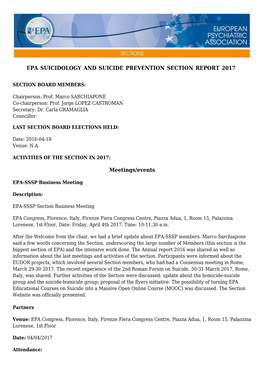 Epa Suicidology and Suicide Prevention Section Report 2017