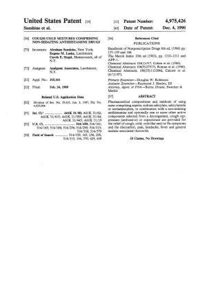 United States Patent (19) 11 Patent Number: 4,975,426 Sunshine Et Al