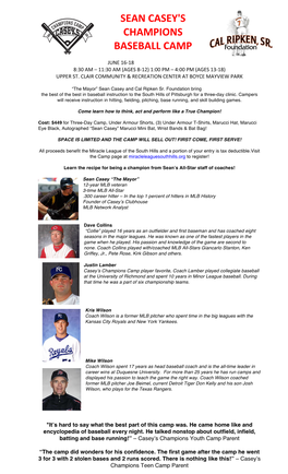 Sean Casey's Champions Baseball Camp