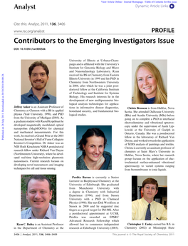 Contributors to the Emerging Investigators Issue