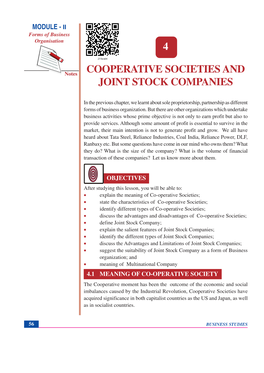 Cooperative Societies and Joint Stock Companies 4