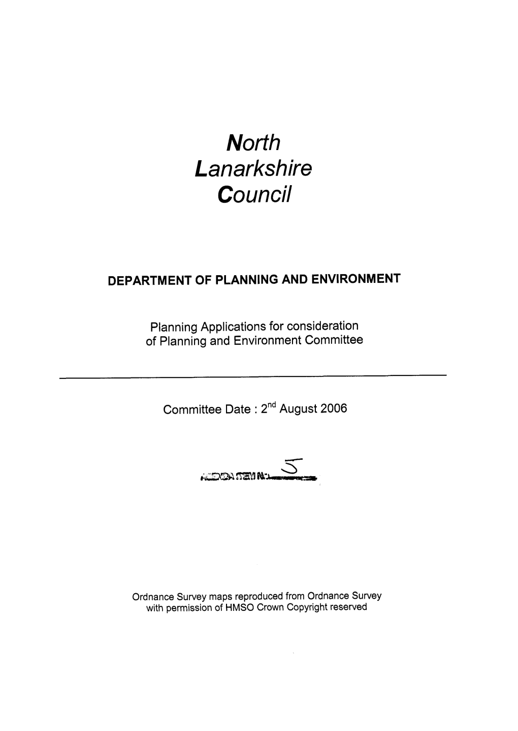 North Lanarkshire Council DEPARTMENT of PLANNING