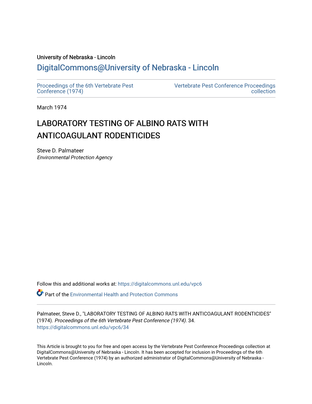 Laboratory Testing of Albino Rats with Anticoagulant Rodenticides