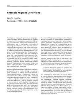 Entropic Migrant Conditions