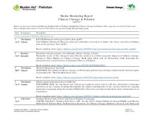 Media Monitoring Report Climate Change in Pakistan April 2019