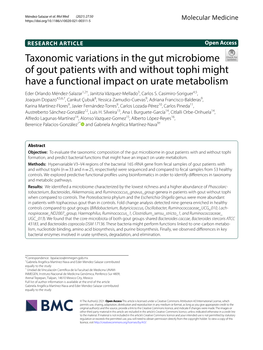 Taxonomic Variations in the Gut Microbiome of Gout Patients With