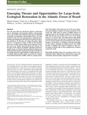 Emerging Threats and Opportunities for Large-Scale Ecological Restoration in the Atlantic Forest of Brazil