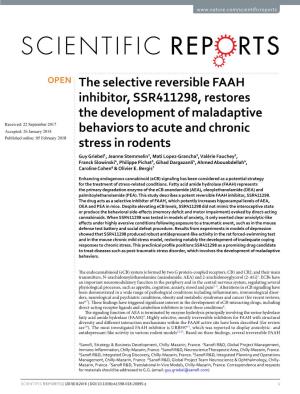 The Selective Reversible FAAH Inhibitor, SSR411298, Restores The