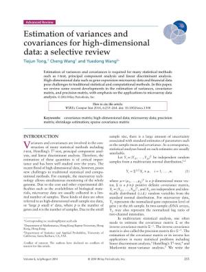 Estimation of Variances and Covariances for Highdimensional Data