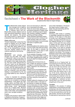 Factsheet - the Work of the Blacksmith (Compiled by Brian Hoban for Clogher Heritage)