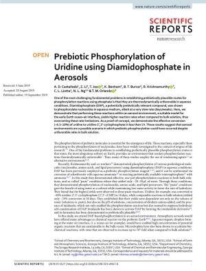 Prebiotic Phosphorylation of Uridine Using Diamidophosphate in Aerosols Received: 3 June 2019 A