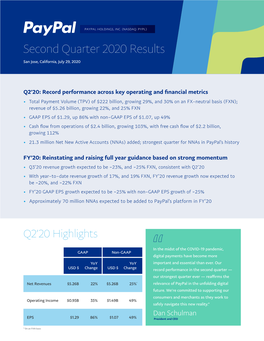 Second Quarter 2020 Results