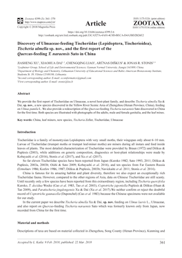 Tischeria Ulmella Sp. Nov., and the First Report of the Quercus-Feeding T