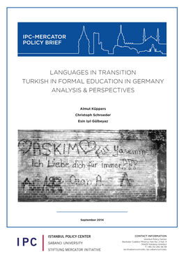 Languages in Transition Turkish in Formal Education in Germany Analysis & Perspectives